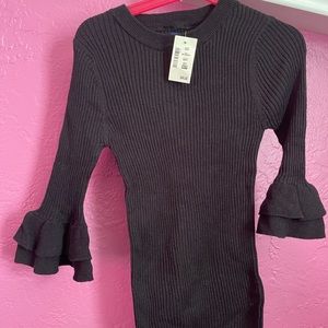 Black sweater with frilly half sleeve
